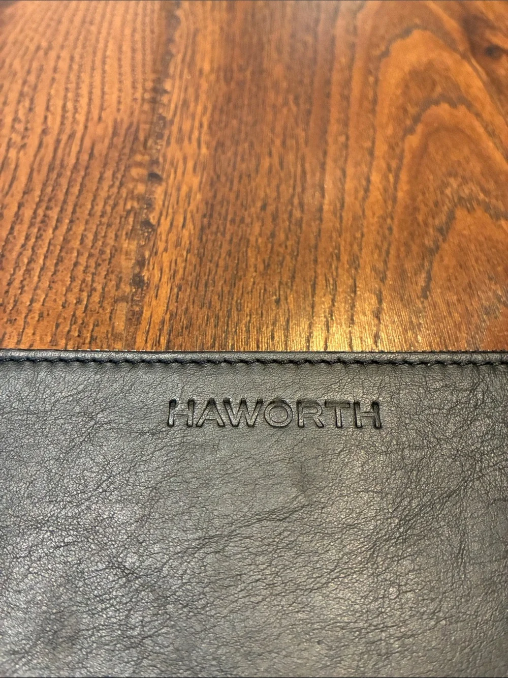 Haworth Leather Laptop Wrist Pouch with Tan Tab
